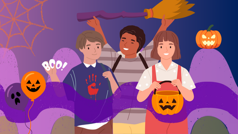 Kinder mit Halloween Elementen