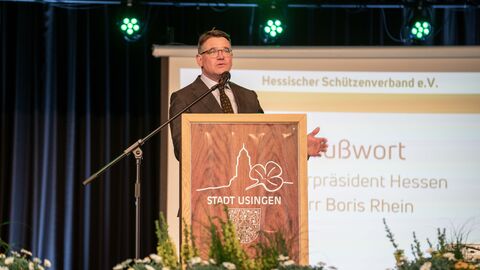 Ministerpräsident Boris Rhein dankt beim 75. Hessischen Schützentag für gesellschaftliches Engagement