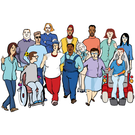 eine Gruppe ganz verschiedener Menschen 